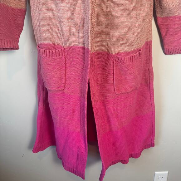 Torrid Womens Sz 3X Open Cardigan Duster Pink Ombre Cotton Slouchy Casual Boho - Picture 4 of 12